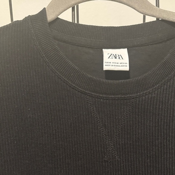 Black Crew Neck Long Sleeve Zara Shirt - Picture 2 of 4